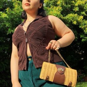 brown zip up blouse♥️